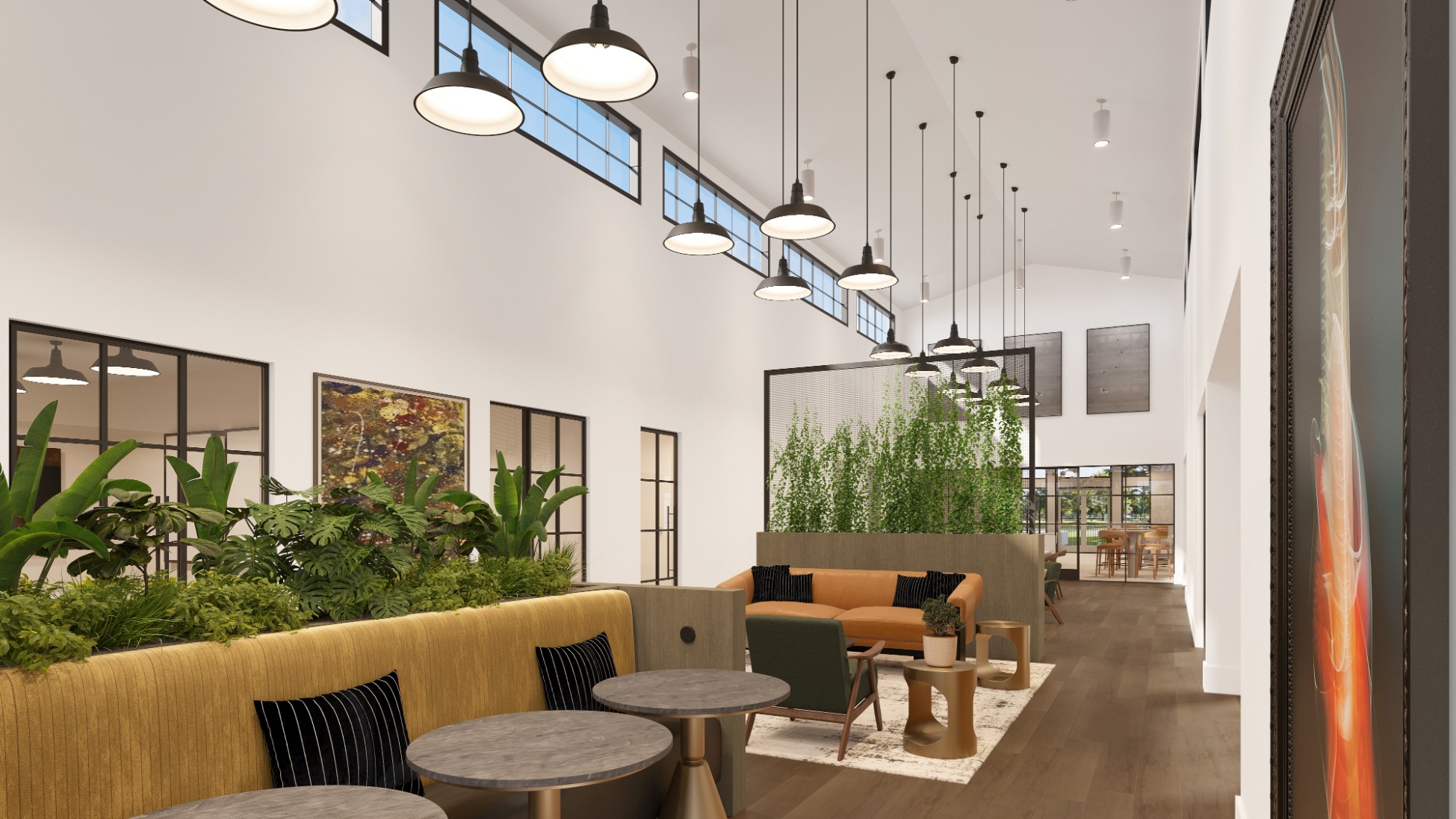 Resident lounge with study rooms at Creekside at the Grounds